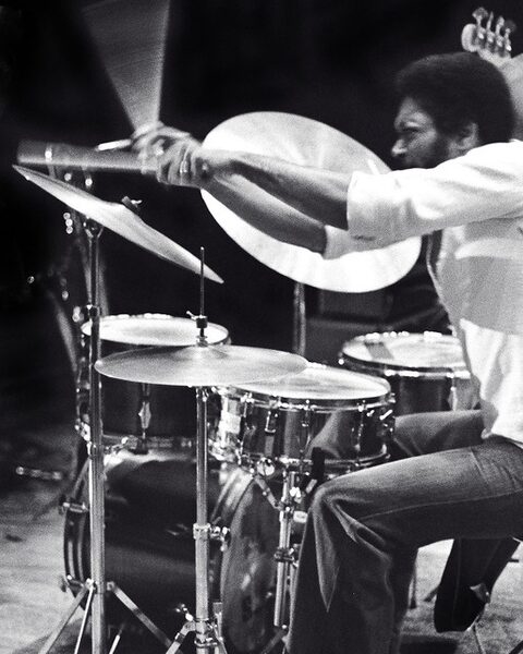 Billy Hart at the drums during a concert in Rochester, New York, USA, 1978.